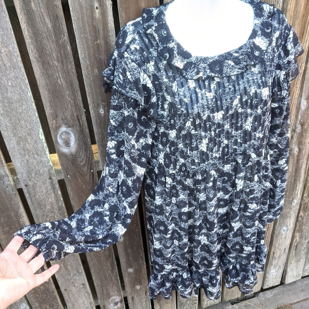 Free People Dress S Nwt Black Sheer Flowy Fall